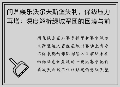 问鼎娱乐沃尔夫斯堡失利，保级压力再增：深度解析绿城军团的困境与前景